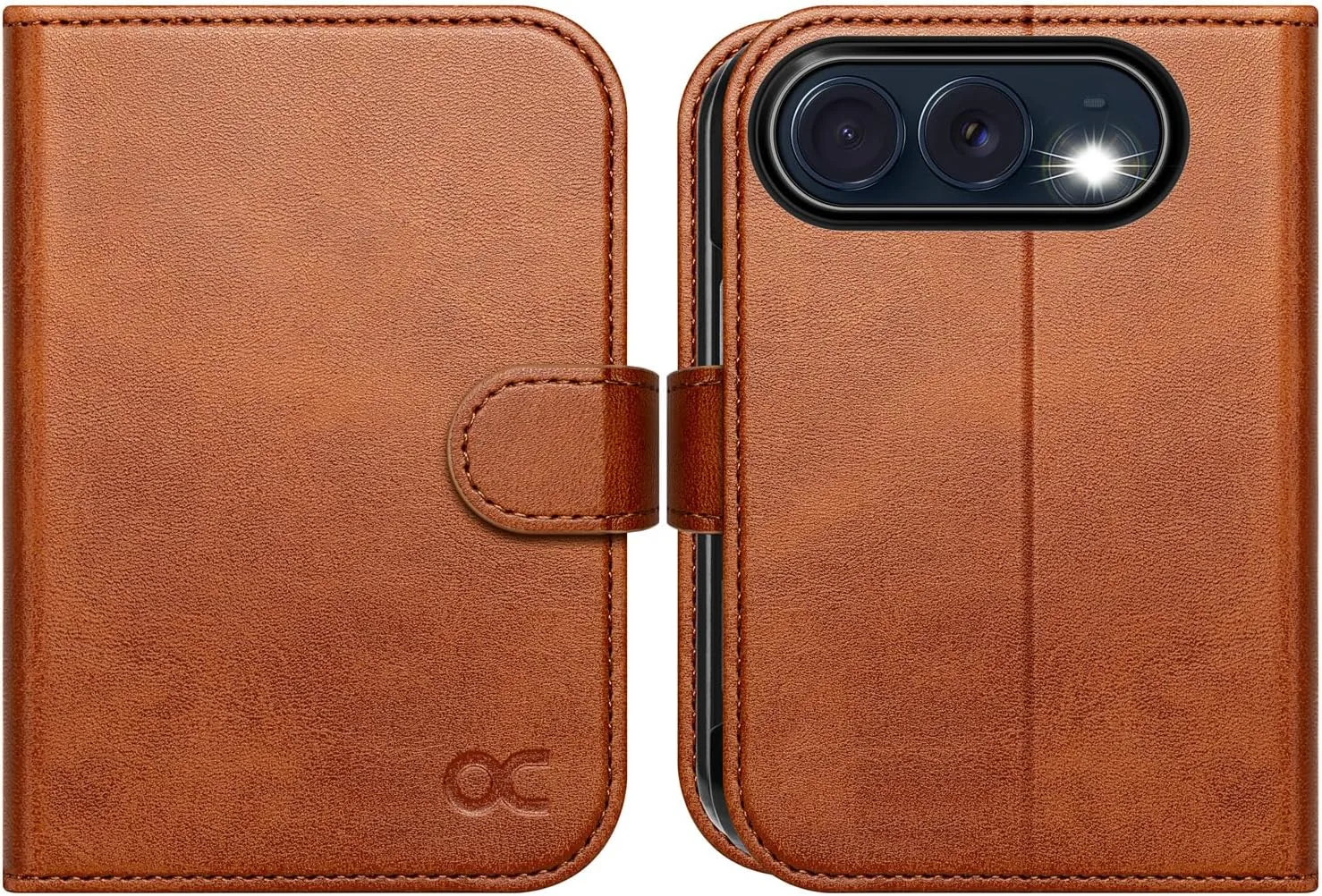 OCASE for iPhone Duo Wallet Case with Card Holder, Brown