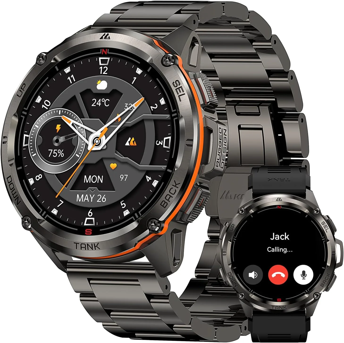 AMAZTIM T3 Ultra Smart Watches for Men, GPS, Rugged, Stainless Steel Body