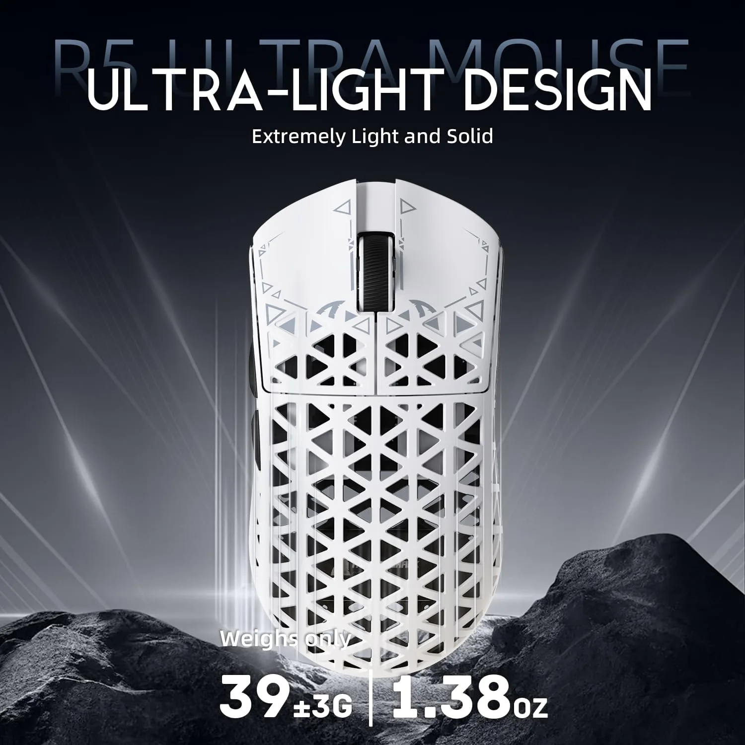 ATTACK SHARK R5Ultra 8K Carbon Fiber Wireless Gaming Mouse, White