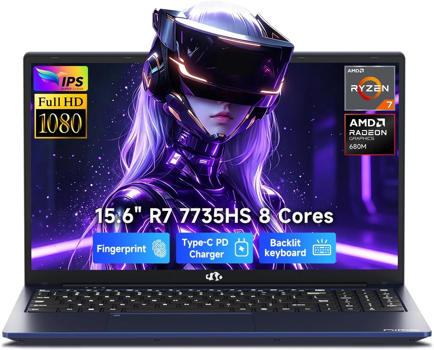 Laptop Nimo 15.6" FHD IPS Ryzen 7 64GB DDR5 1TB SSD Radeon 680M Windows 11