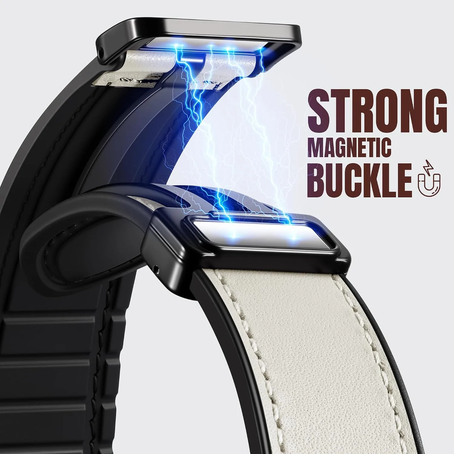 Charlam Magnetic Leather Bands Compatible with Samsung Galaxy Watch 7 Band 6 5 4 FE Active 2 40mm 44mm/Watch 6/4 Classic/Watch 5 Pro/3, 20mm Genuine Leather Straps for Samsung Watch Bands Men Women