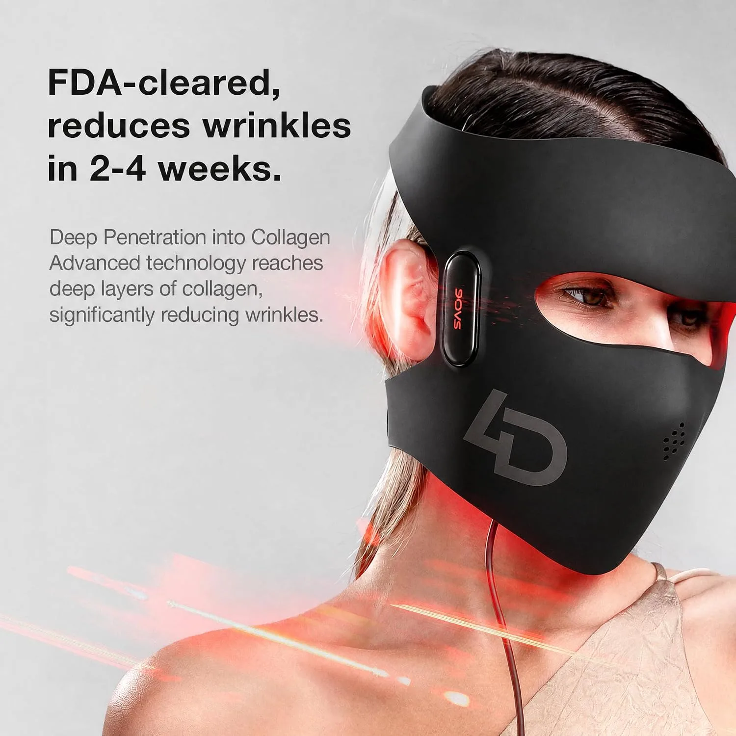 JOVS Red Light Therapy Mask for Face, LED Light Therapy 4D Laser Mask