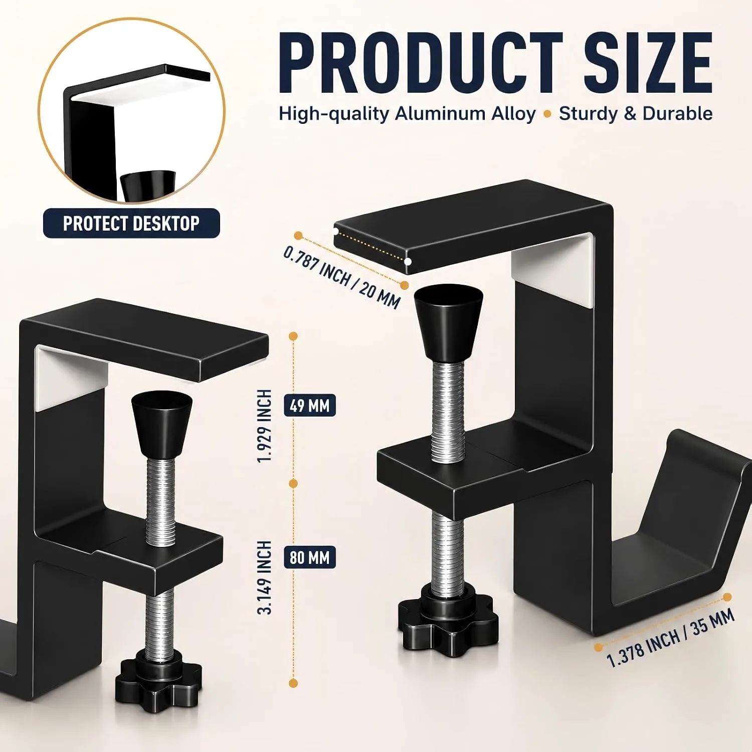 JAKO Headphone Stand - Aluminum Alloy Headphone Holder, Under Headset Stand for Desk Fit for PC Gaming Headset Hanger Hook Suitable for Office, Computer, Student Class Desk, Handmade Creator Table
