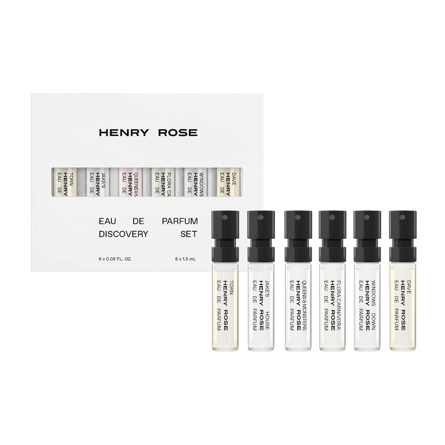 Henry Rose Discovery Set - Mini Perfume Set for Women and Men - 6 Travel Size Eau de Parfum Testers - Vanilla, Floral and Citrus Clean Fragrances - Cruelty-Free Perfume Gift Sampler (6 ct)