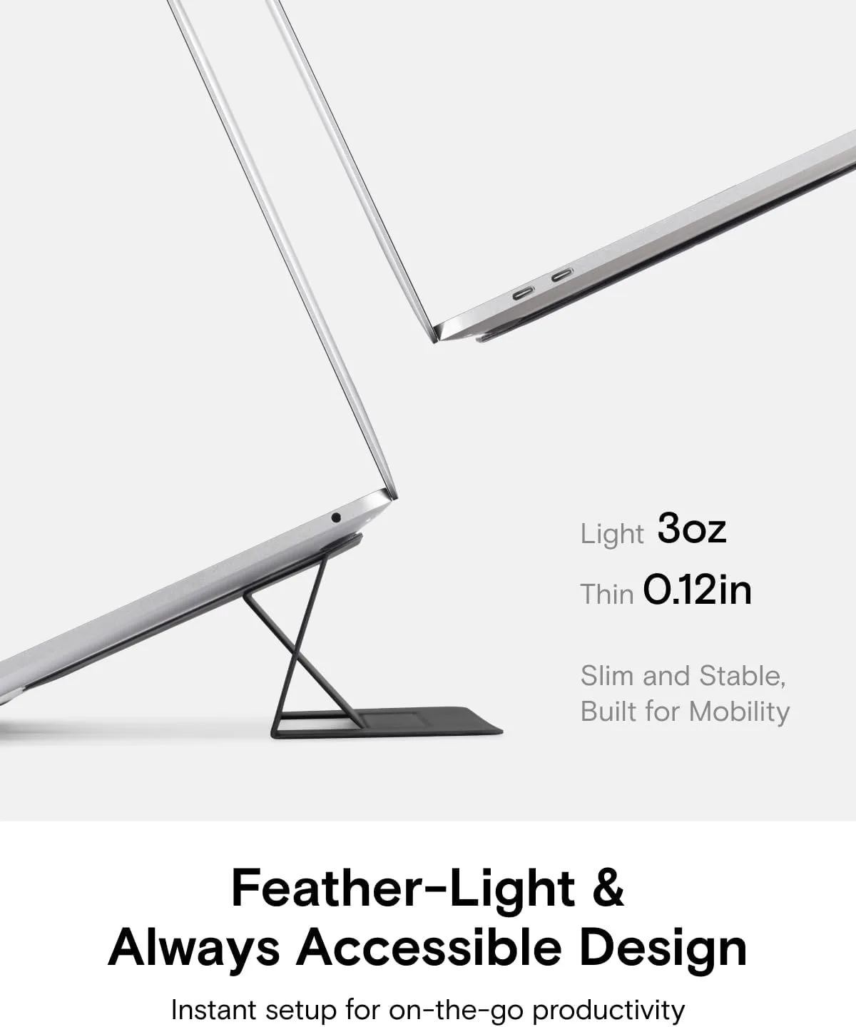 MOFT Invisible Laptop Stand, Stick-On Portable Laptop Riser for Mobile Work