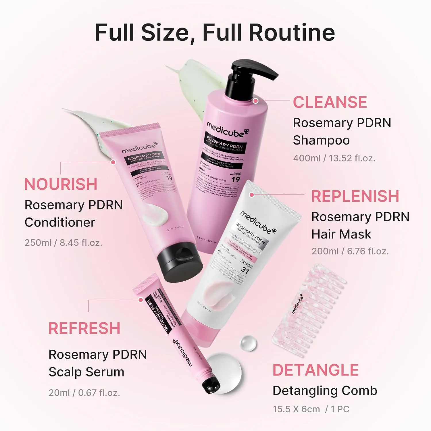 medicube Rosemary PDRN Glass Hair Set, Full-Size Gift Kit for a Fuller Look