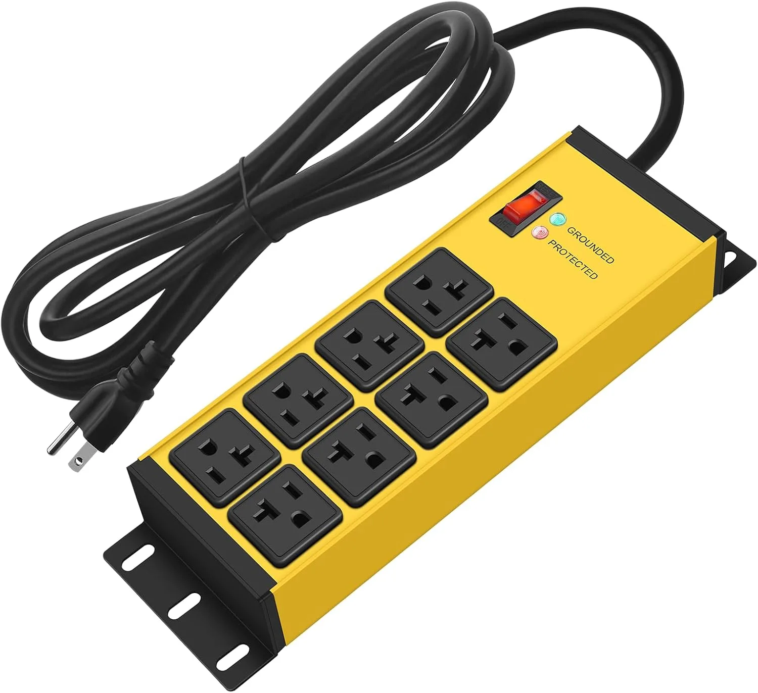 CCCEI 12 Gauge Heavy Duty Power Strip, 8 Ports, Yellow, 6FT.