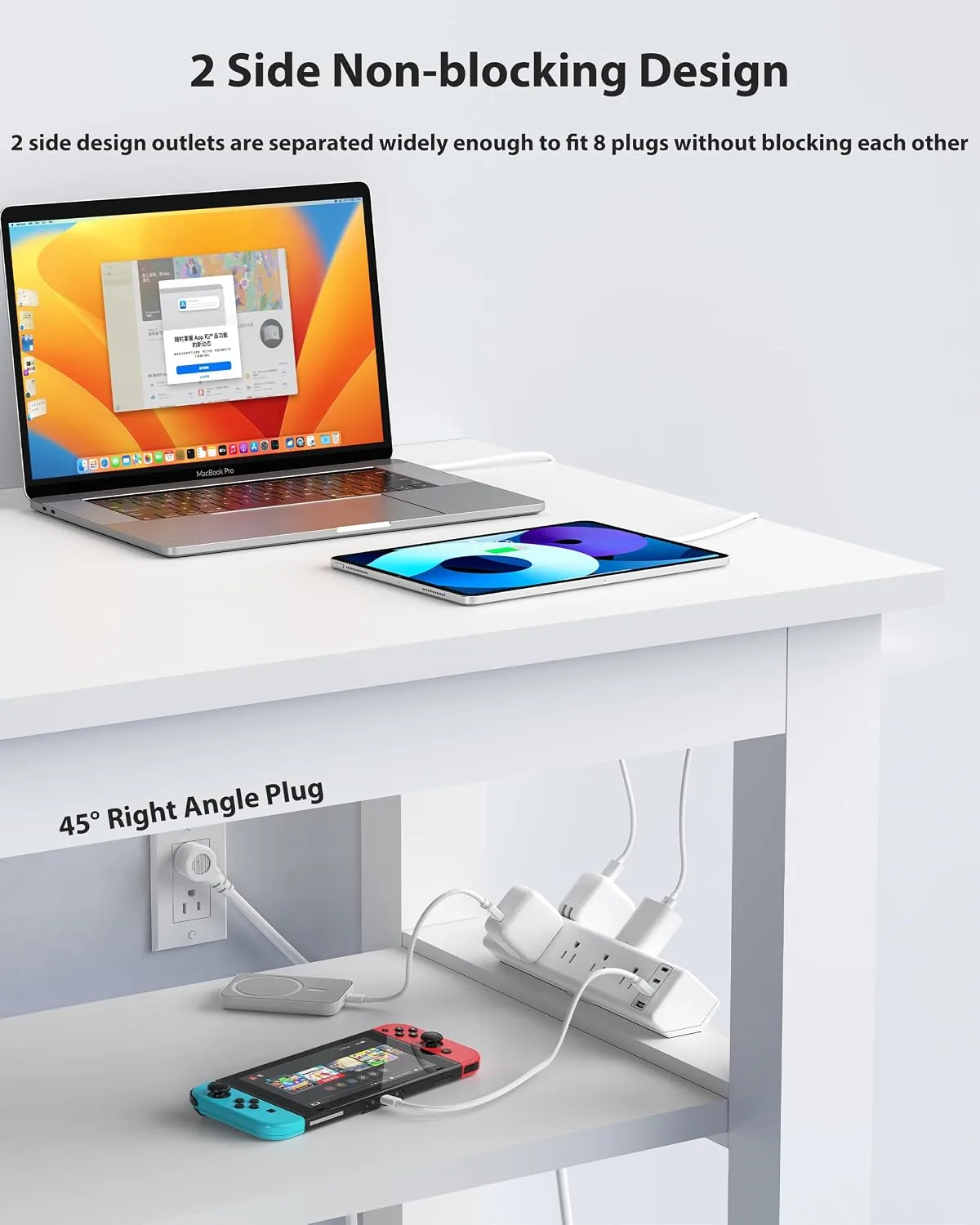 Jgstkcity Desk Clamp Power Strip 40W USB C,8 Outlets,8 USB,6FT,White