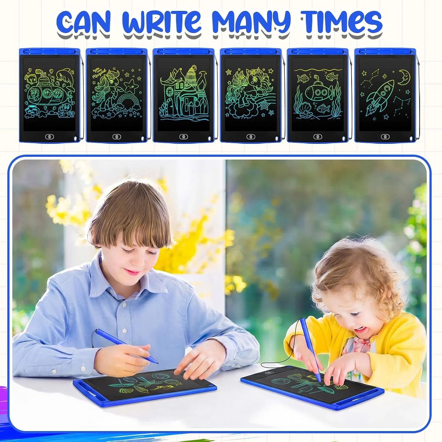 Zhehao 48 Pcs 8.5 Inch LCD Writing Tablet for Kids, Blue