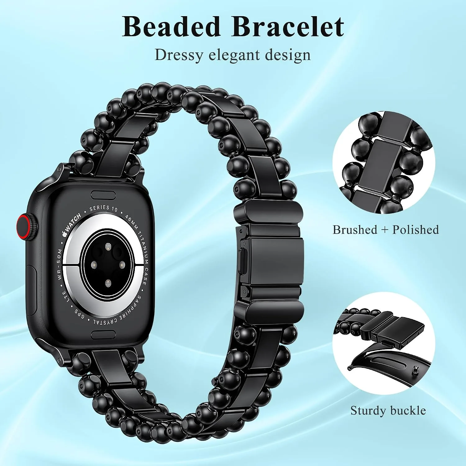 TOYOUTHS Dressy Metal Beaded Bracelet for Apple Watch Bands Women
