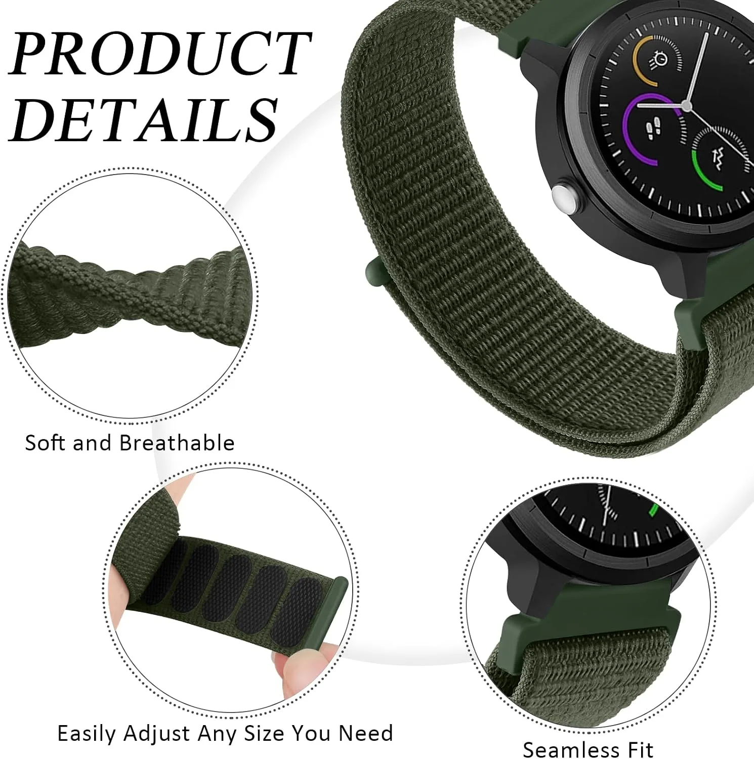 Amzpas Nylon Bands Compatible with COROS PACE 4 / PACE 3 / Pro/APEX 2 Pro/APEX Pro/APEX 46mm Men Women, 22mm Soft Sport Replacement Strap for Coros Pace 4/3 Watch