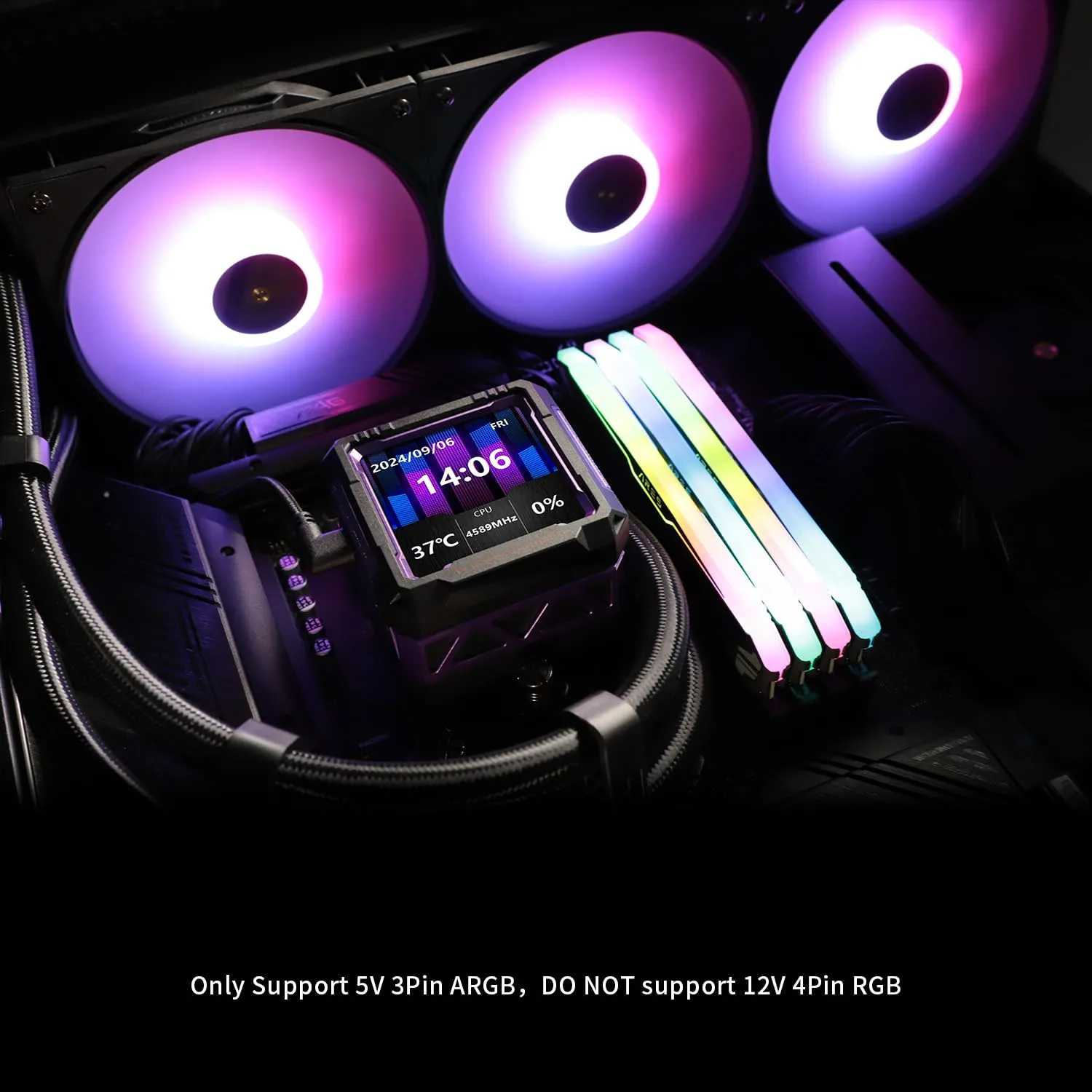 Thermalright FW PRO 360 ARGB Black CPU AIO Cooler,IPS LCD Screen with 320 * 320 Resolution,for AM5&Intel 1700/1851,High-Performance 360 Specs Water-Cooled with 2.73in Removable Display