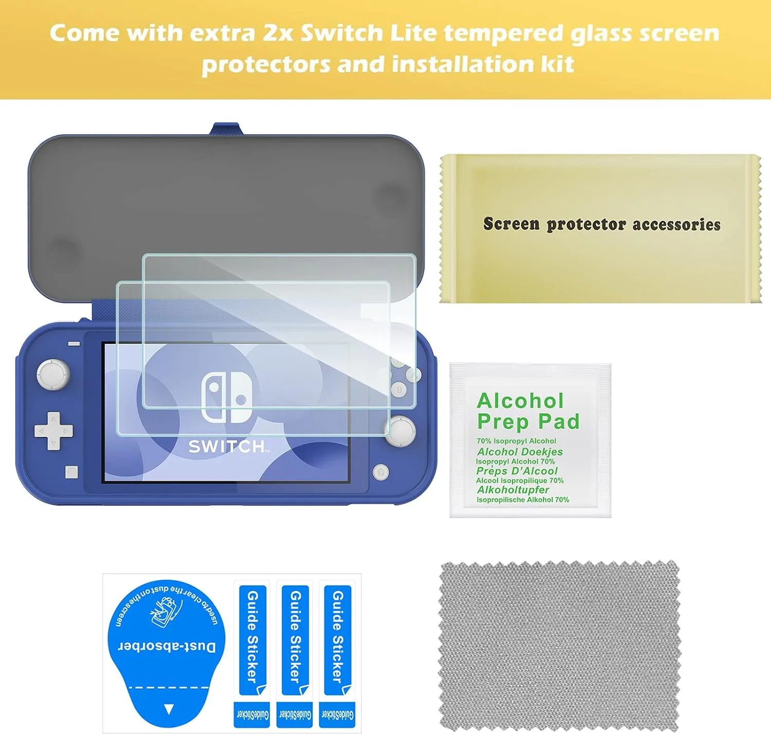 ProCase Flip Cover for Switch Lite with 2 Pack Screen Protectors, Blue