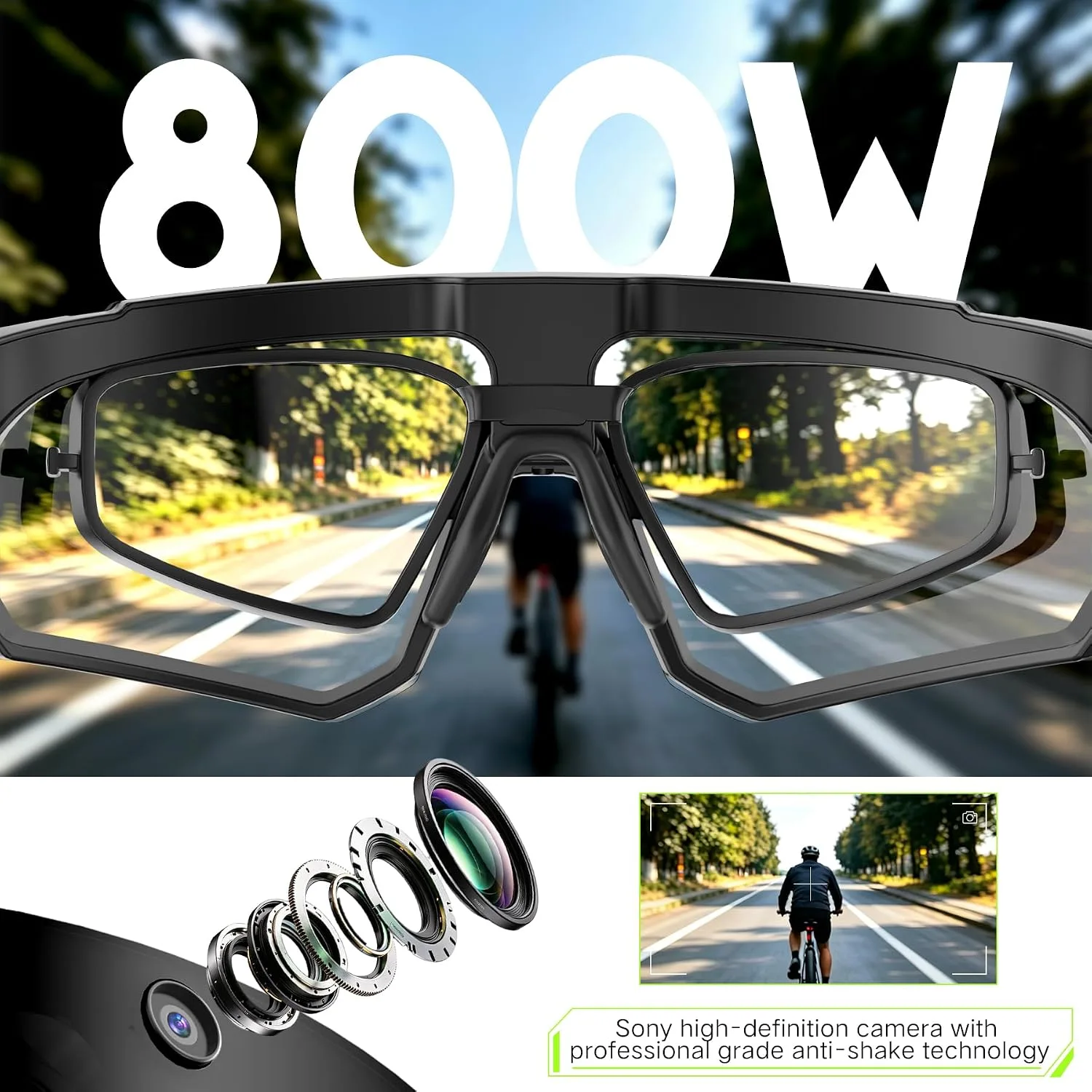 AI Smart Sports Sunglasses – 8MP EIS Camera | Real-Time Translation | Voice Control + ChatGPT | Bluetooth Calling | UV400 Polarized Lenses | IP55 Waterproof – Ideal for Cycling & Outdoor Adventures