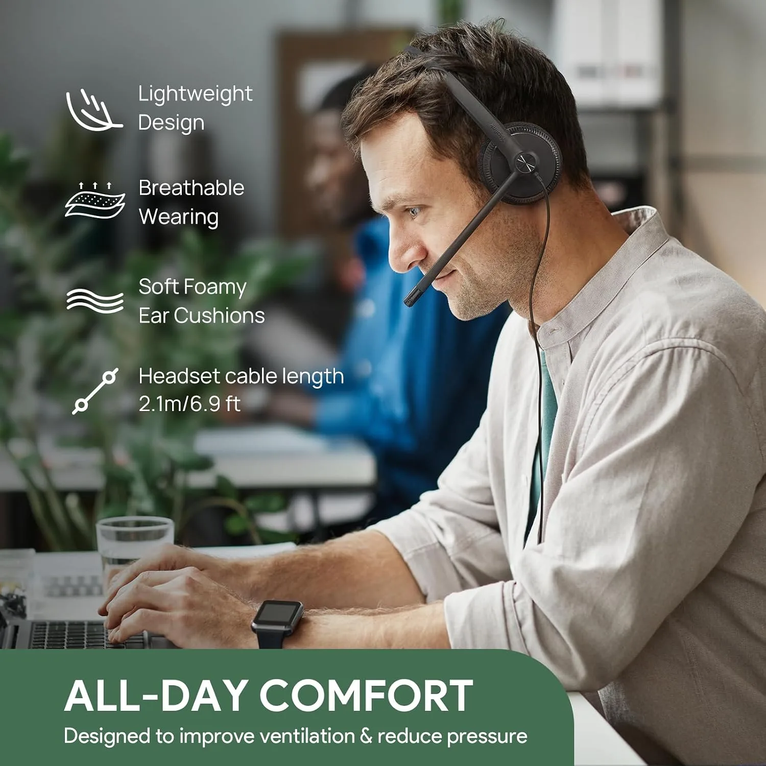 Yealink UH34 Lite Wired Headset,USB-A, Noise Canceling Mic,in-Line Controls