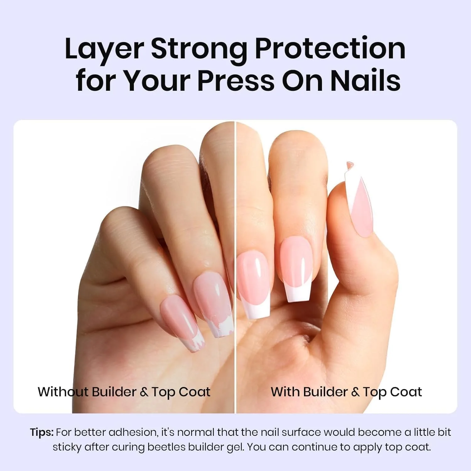 Beetles Nail Glue Builder Gel & Extra Glossy Top Coat Gel Polish 3Pcs 15ml