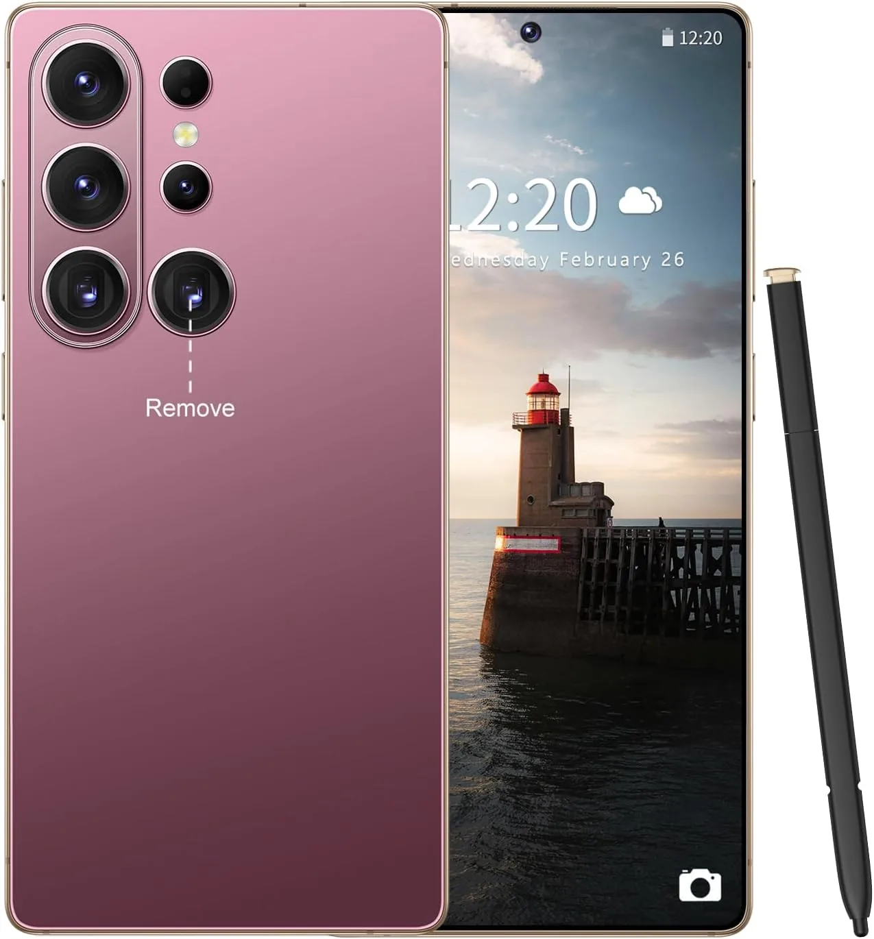 Huness S26 Ultra Unlocked Phone,Built in Pen The Phone,Cell Phone Battery 7000mAh 6.99" HD Screen,Android 15 16+512GB Smartphone,Dual SIM/5G/Face ID/Fingerprint Lock/GPS (Rose Gold)