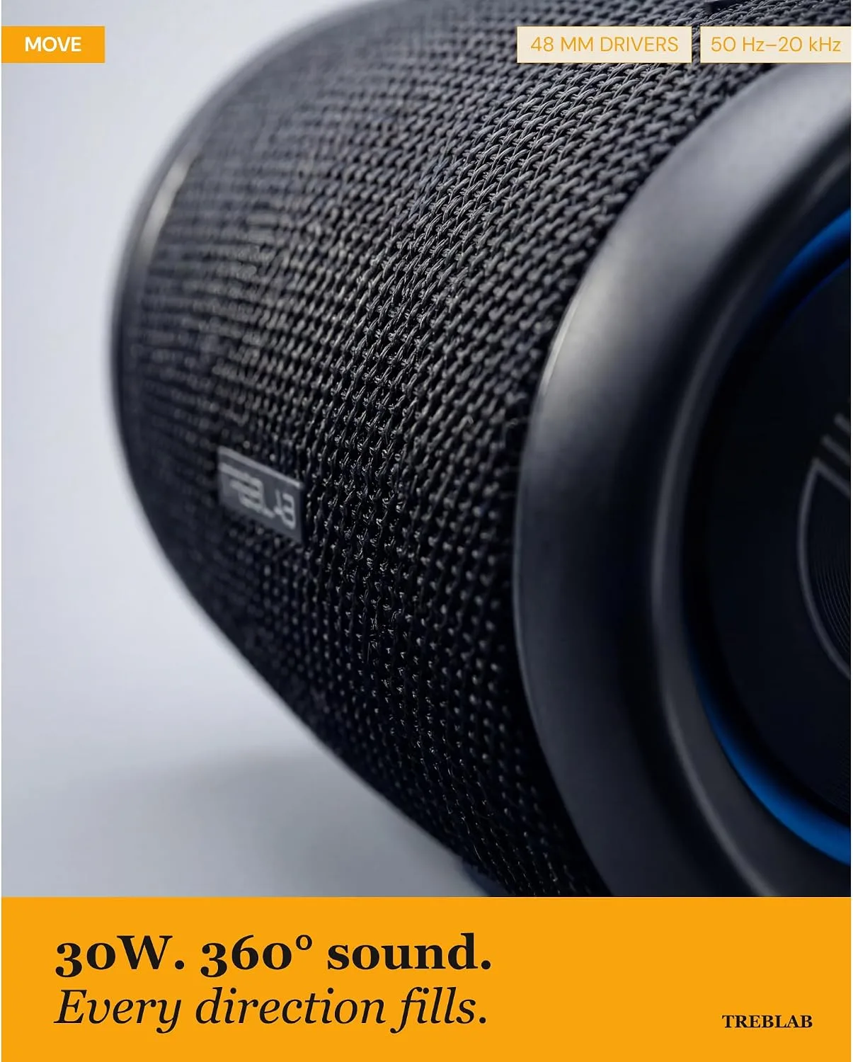 TREBLAB HD77 Waterproof Bluetooth Speaker, 30W Deep Bass, RGB Light, 20H