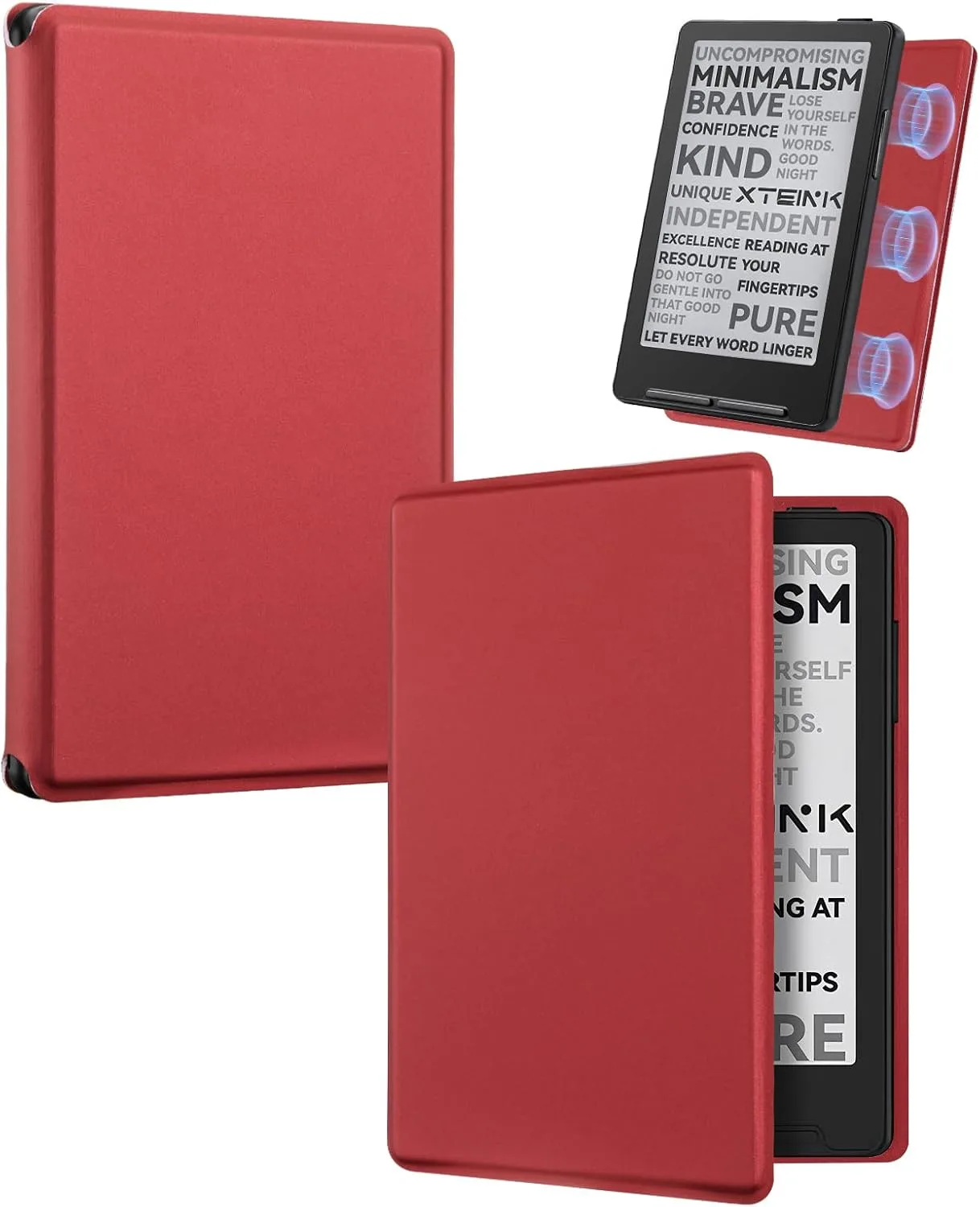 CoBak Magnetic Case for XTEINK X3 eBook Reader, 3.7" Ultra-Lightweight PU Leather Cover(Red)