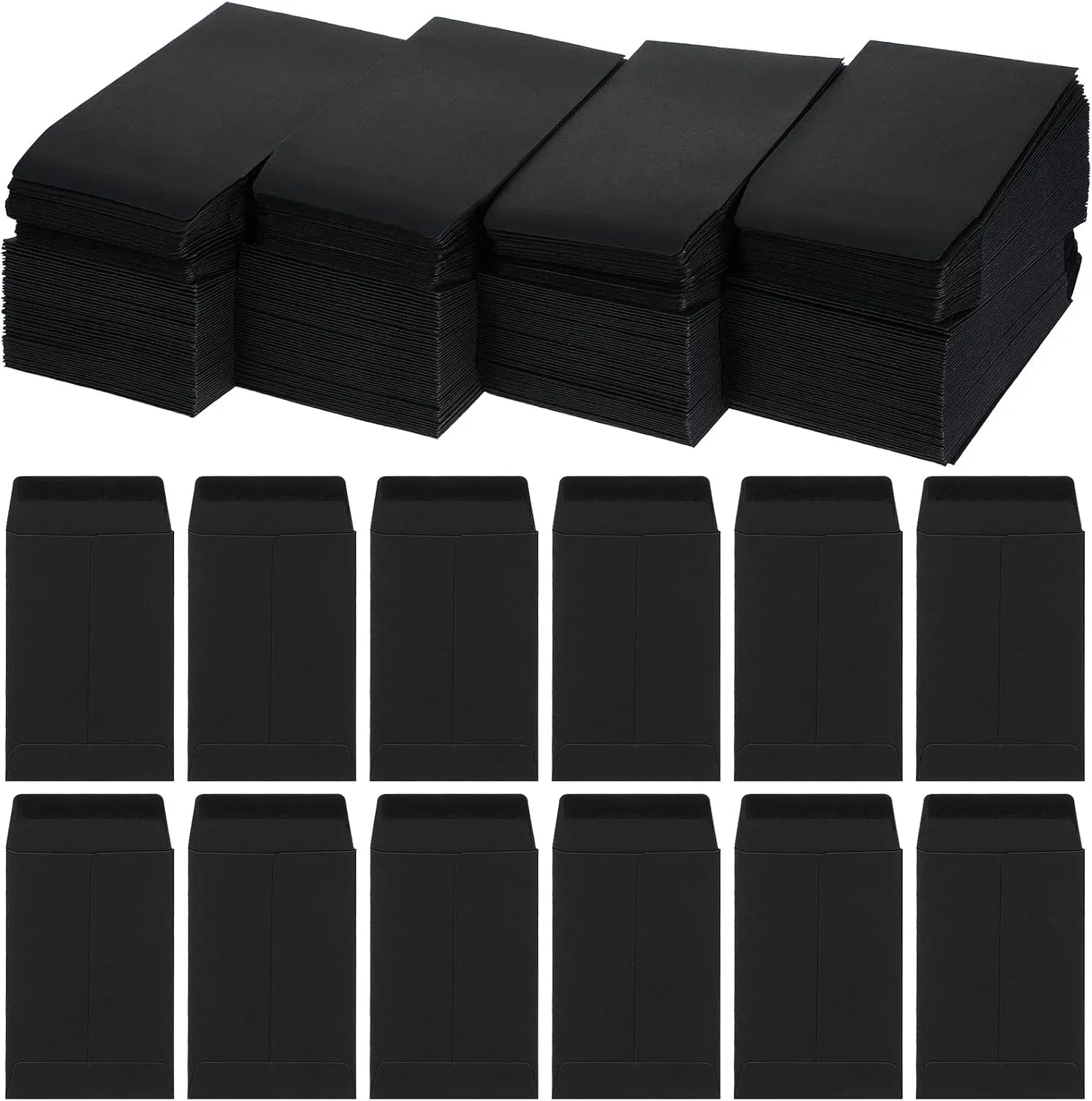 Geyee 500 Pcs Small Coin Seed Envelopes Small Tip Envelopes for Cash Self Adhesive Mini for Seeds Storage for Home Wedding Garden and Office(2.25 x 3.5 Inch,Black)