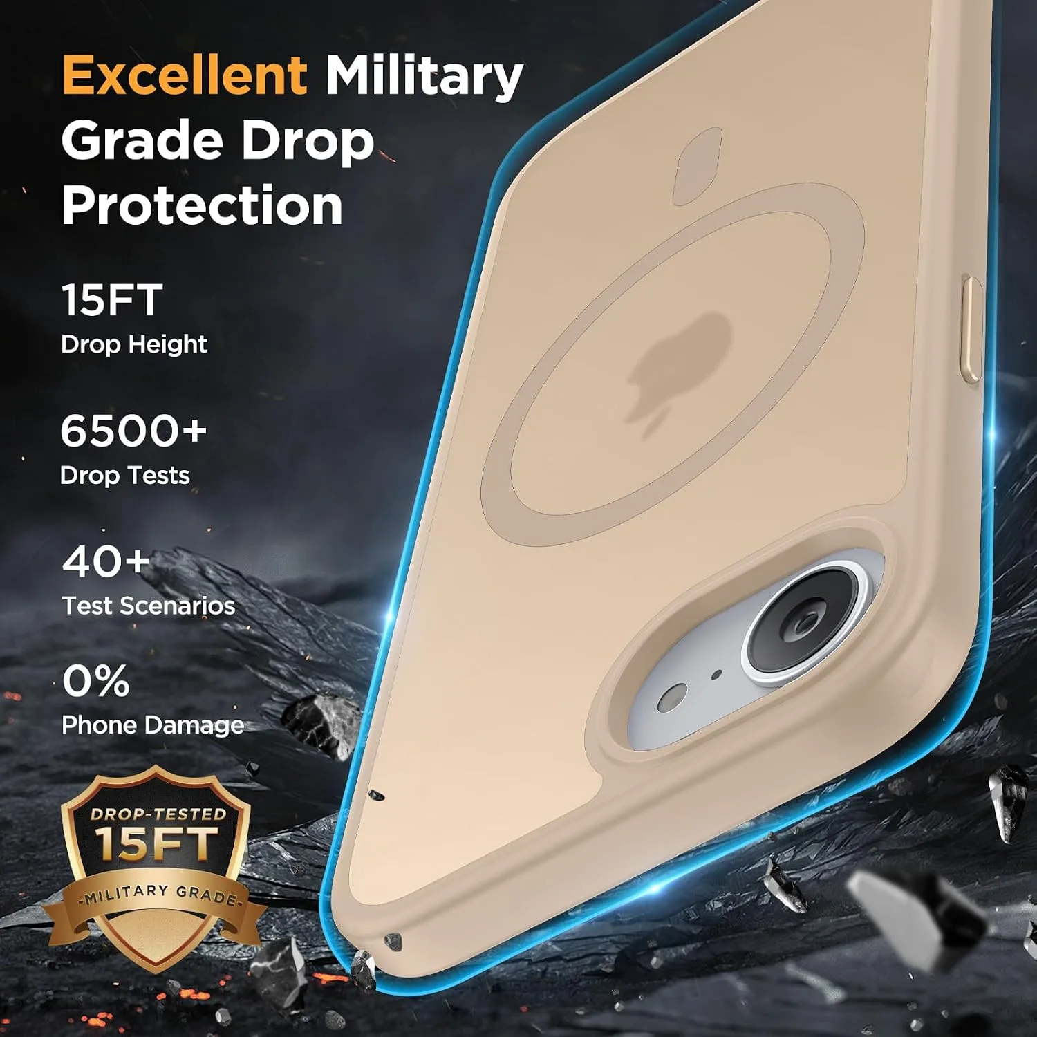 Miracase for iPhone 16e case & iPhone 17e Case for MagSafe [with 2×9H+ Screen Protectors] TOP Military-Grade Protection Shockproof with Velvet Touch for iPhone 16e/17e Phone Case 6.1", Matte Beige