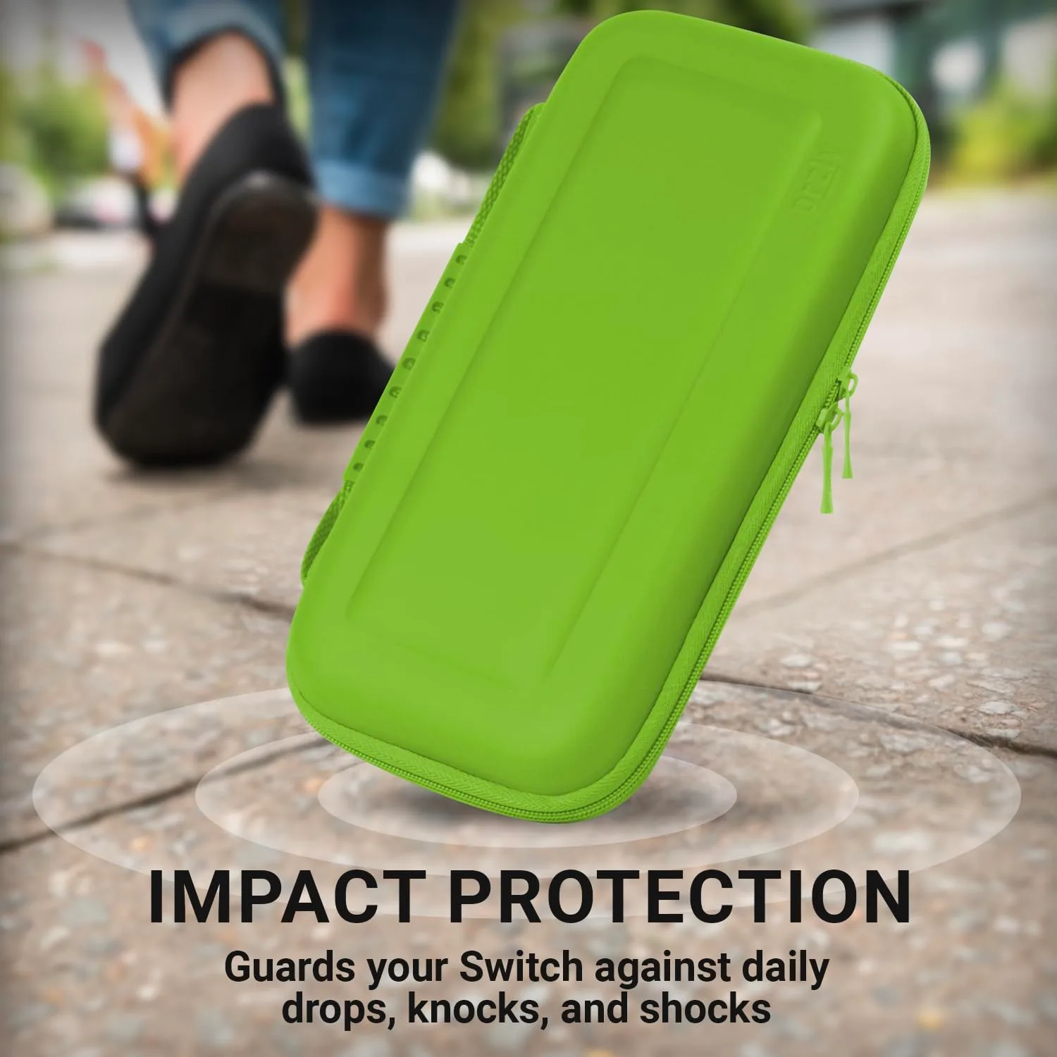 Orzly Carrying case for Nintendo Switch OLED and Switch Console - Green Protective Hard Portable Travel case Shell Pouch for Nintendo Switch Console & Accessories