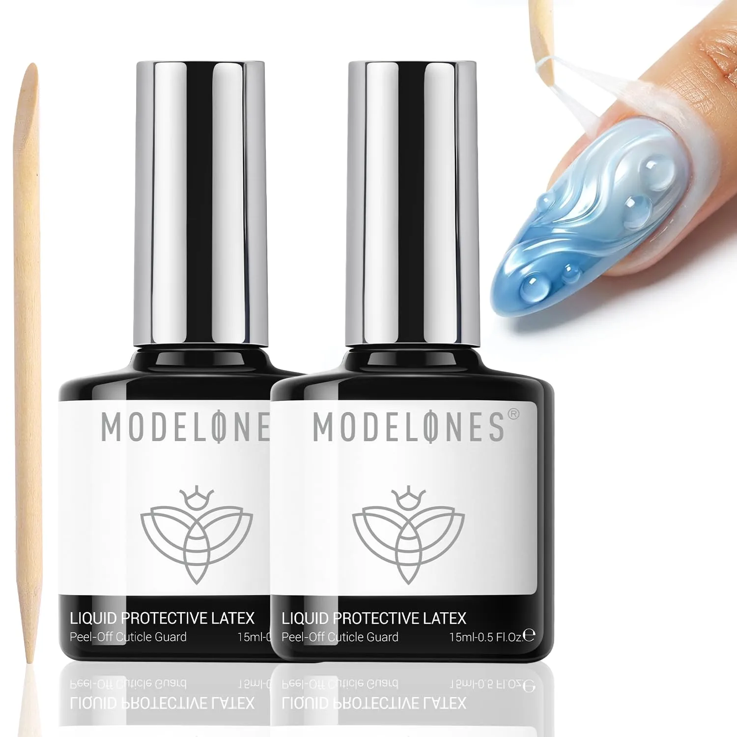 modelones Liquid Latex for Nails, 2 pcs Peel Off Gel Nail Polish Barrier