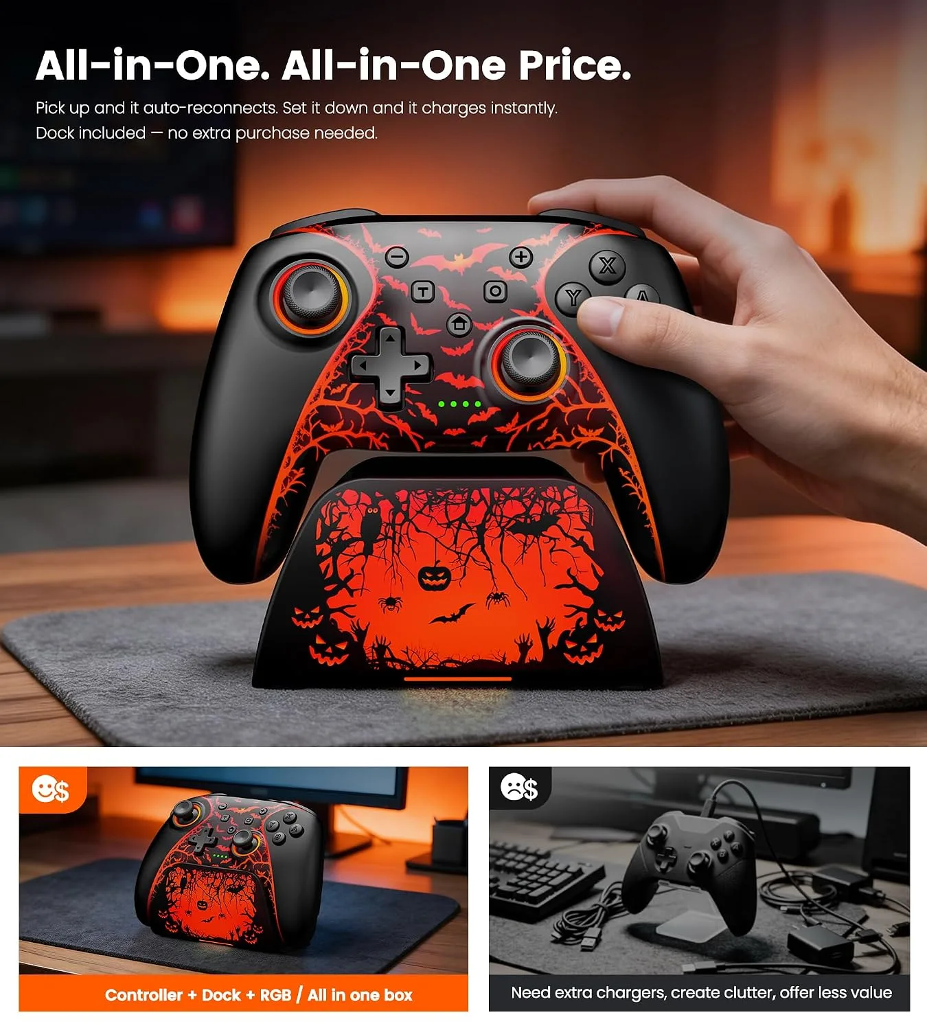 AIfasterfly Switch 2 Pro Controller with One Button Wake-Up & Charging Dock
