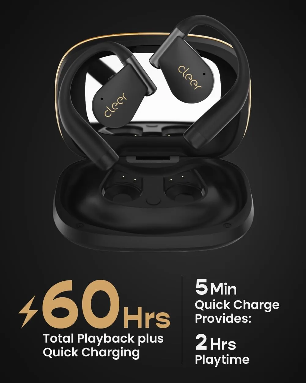 Cleer ARC 5 Open Ear Earbuds with Dolby & THX Audio, Black