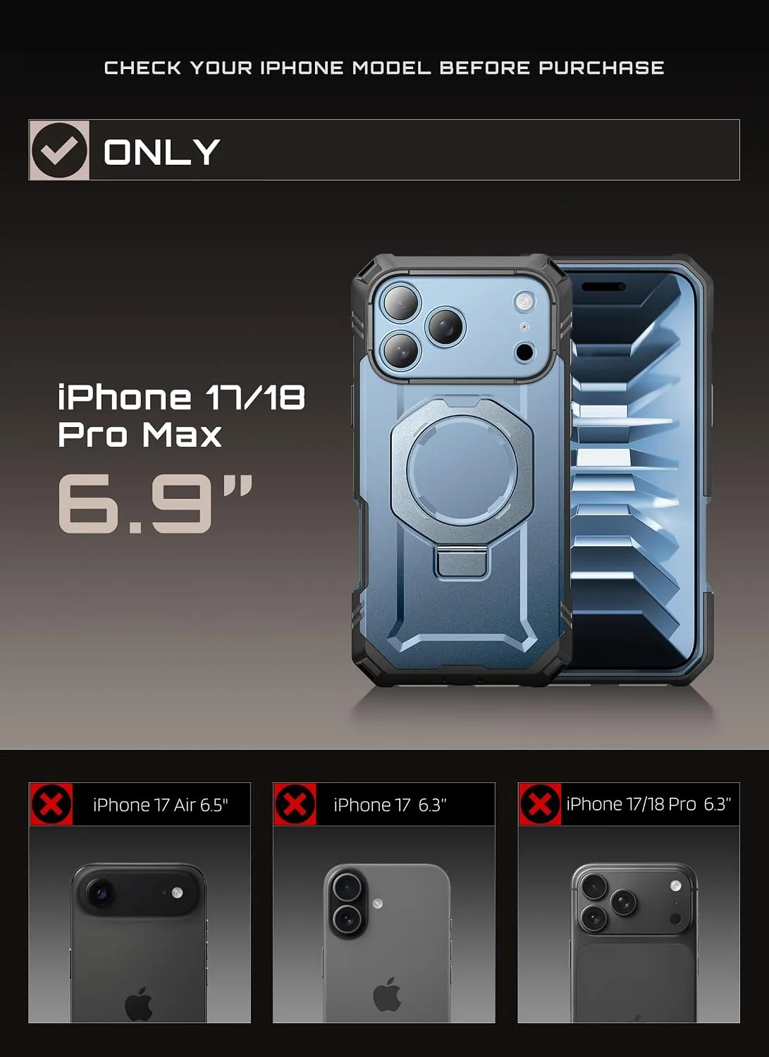 SUPCASE for iPhone 18 Pro Max Case/17 Pro Max Case, Glass Protector Glacier