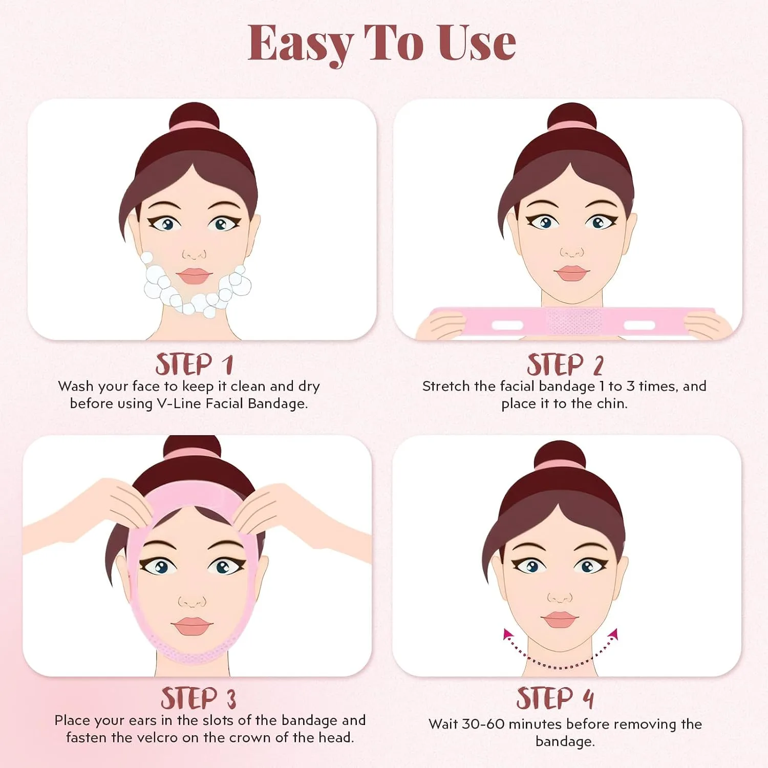 Reusable V-Line Mask, Chin Strap For Sleeping【Lifting Effect】【Adjustable】【Easy To Use】, Jawline Shaper