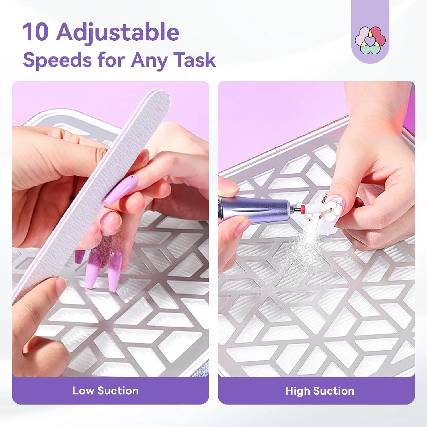 SAVILAND 800Pa Nail Dust Collector: Rhinestones Shining Powerful Suction Dust Collector Nail Tech Adjustable Speeds Less Than 25db Nail Duster Vacuum For Acrylic Nails Tool Polish Salon Set