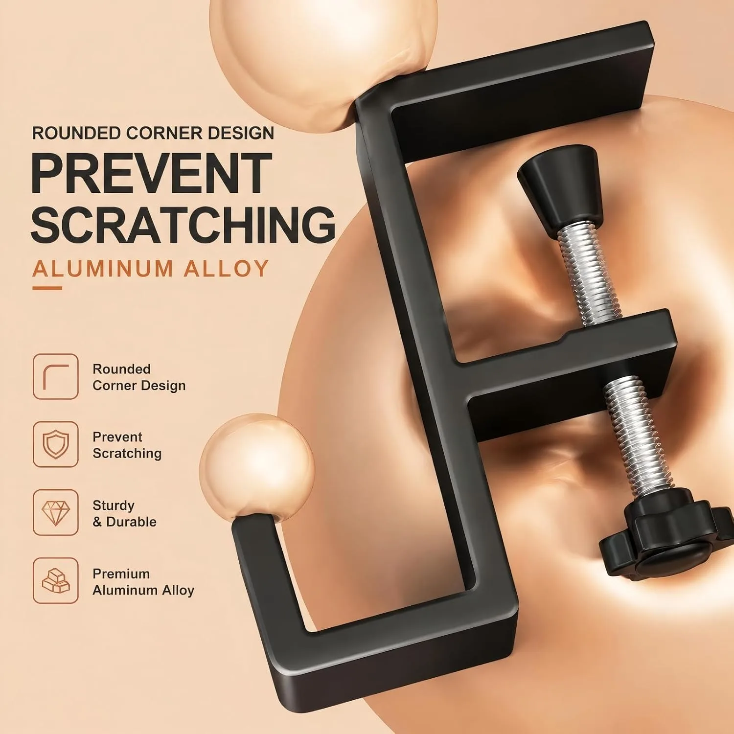 JAKO Headphone Stand - Aluminum Alloy Headphone Holder, Under Headset Stand for Desk Fit for PC Gaming Headset Hanger Hook Suitable for Office, Computer, Student Class Desk, Handmade Creator Table
