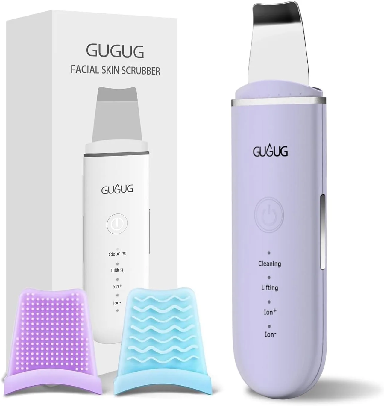GUGUG Skin Scrubber Spatula Pore Cleaner Blackhead Remover,4 Modes,Purple