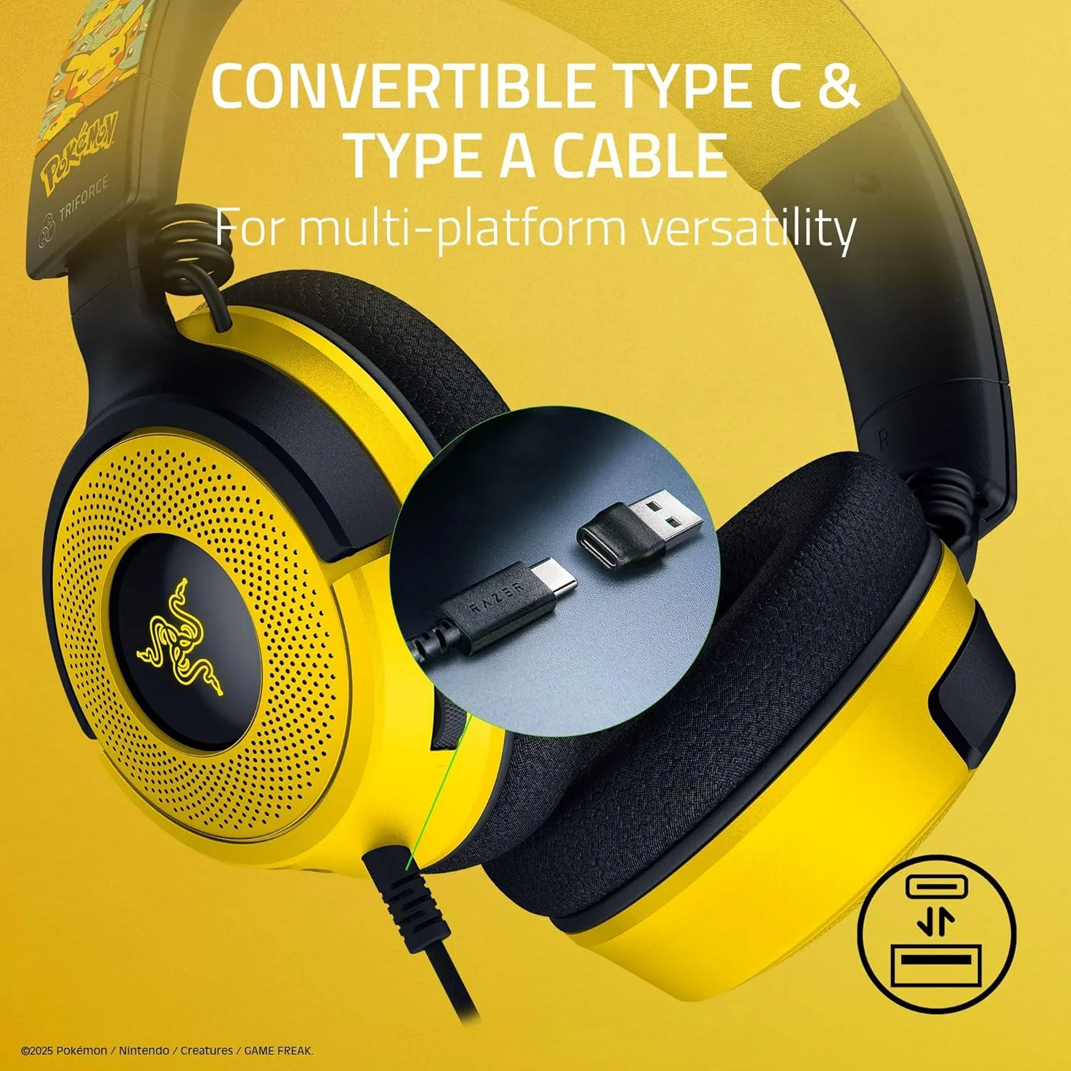 Razer Kraken V4 X Wired USB-C & Type A Gaming Headset, Pokémon Edition