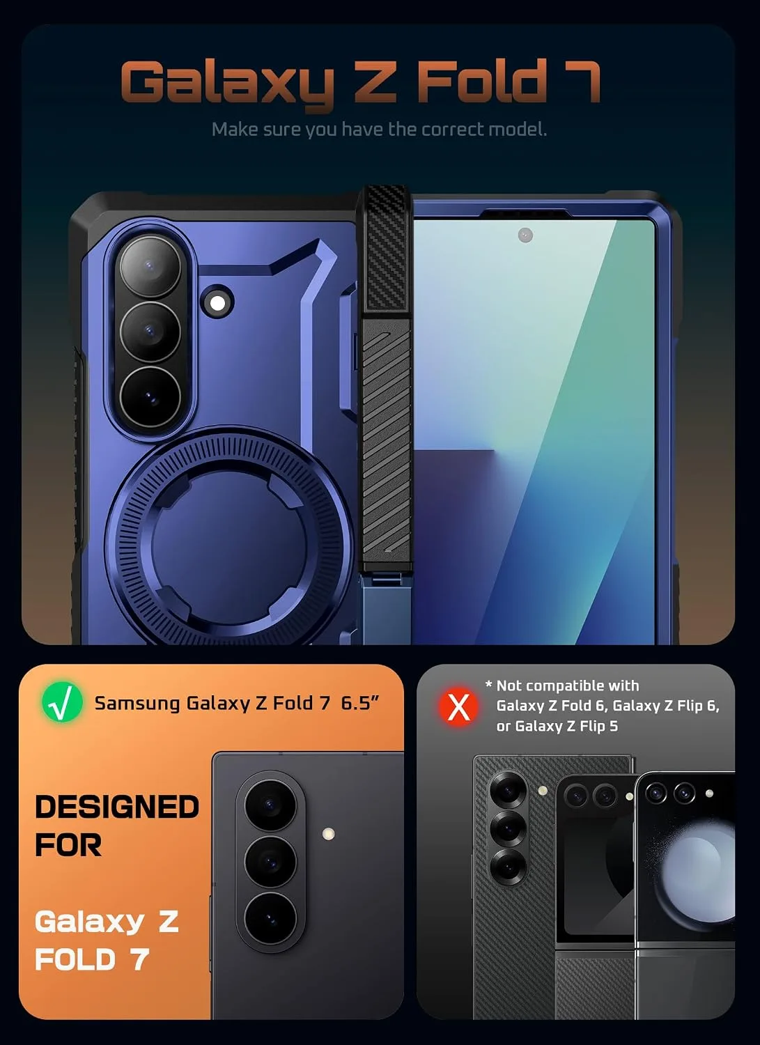 SUPCASE for Samsung Galaxy Z Fold 7 Case with Kickstand, Azure