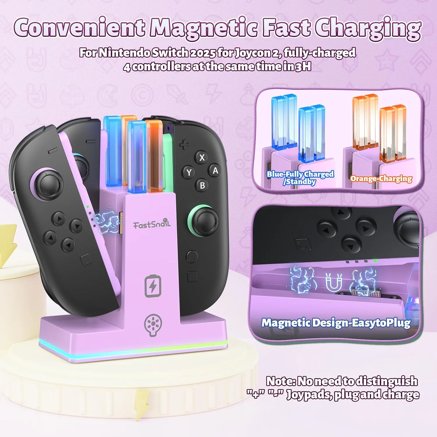 FASTSNAIL Switch 2 Controller Charger Dock for Nintendo Switch 2 for JoyCon
