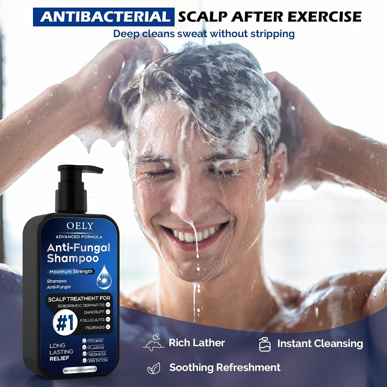 oely Antifungal Shampoo for Seborrheic Dermatitis, Folliculitis - Fresh