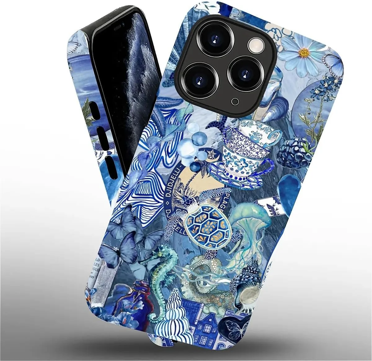 DAIZAG Case for iPhone 11 Pro Max,Mixed 2 Layer Design Shockproof Soft TPU Ddouble Protection Phone Case for iPhone 11 Pro Max-Blue Book Sea Life World