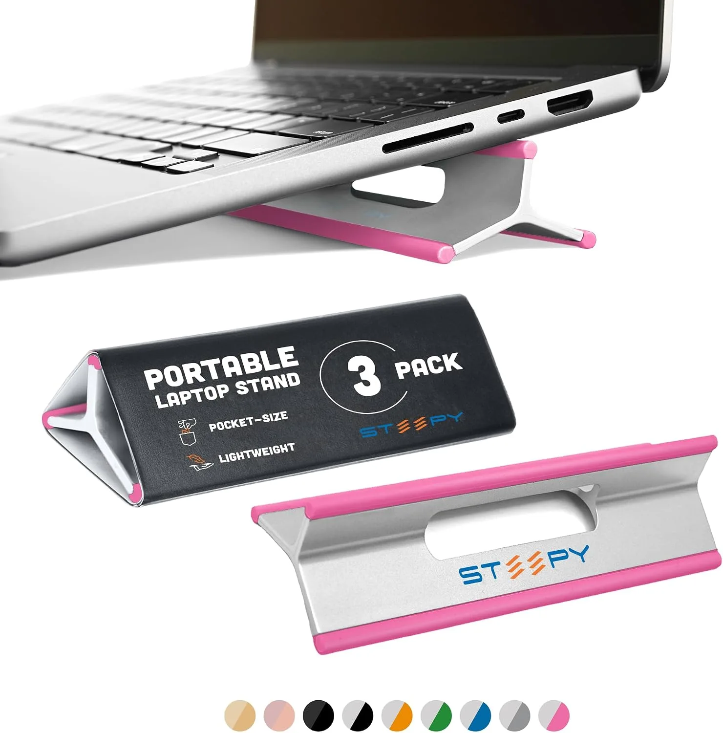 Base para laptop Steepy portátil ajustable para 13-17 pulgadas color rosa