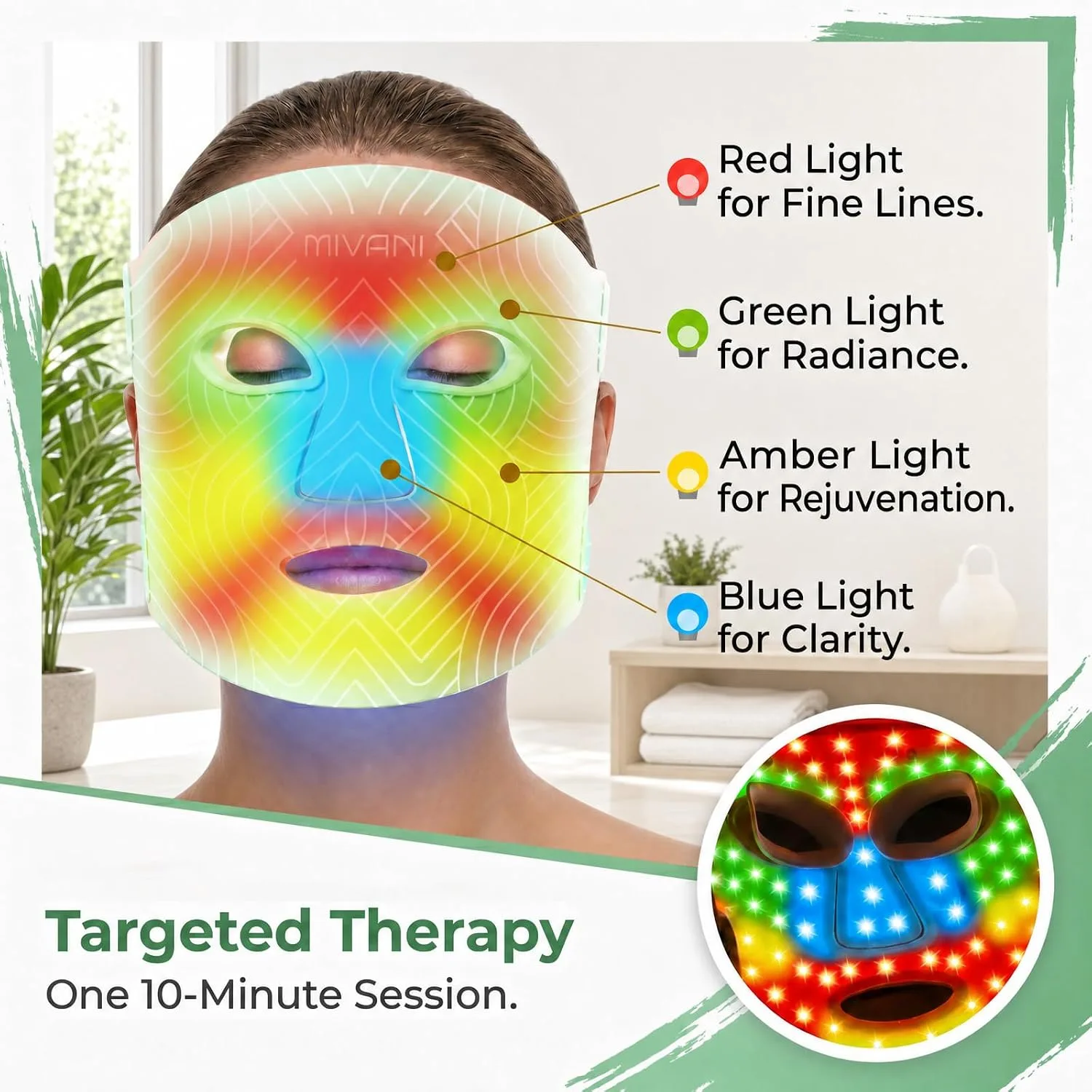Red Light Therapy for Face, 8 Modes LED Face Mask with 850nm NIR
