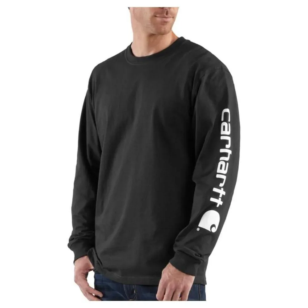 Carhartt - Camiseta de manga larga con logotipo resistente para hombre, ajuste holgado ideal para entrenamientos - M