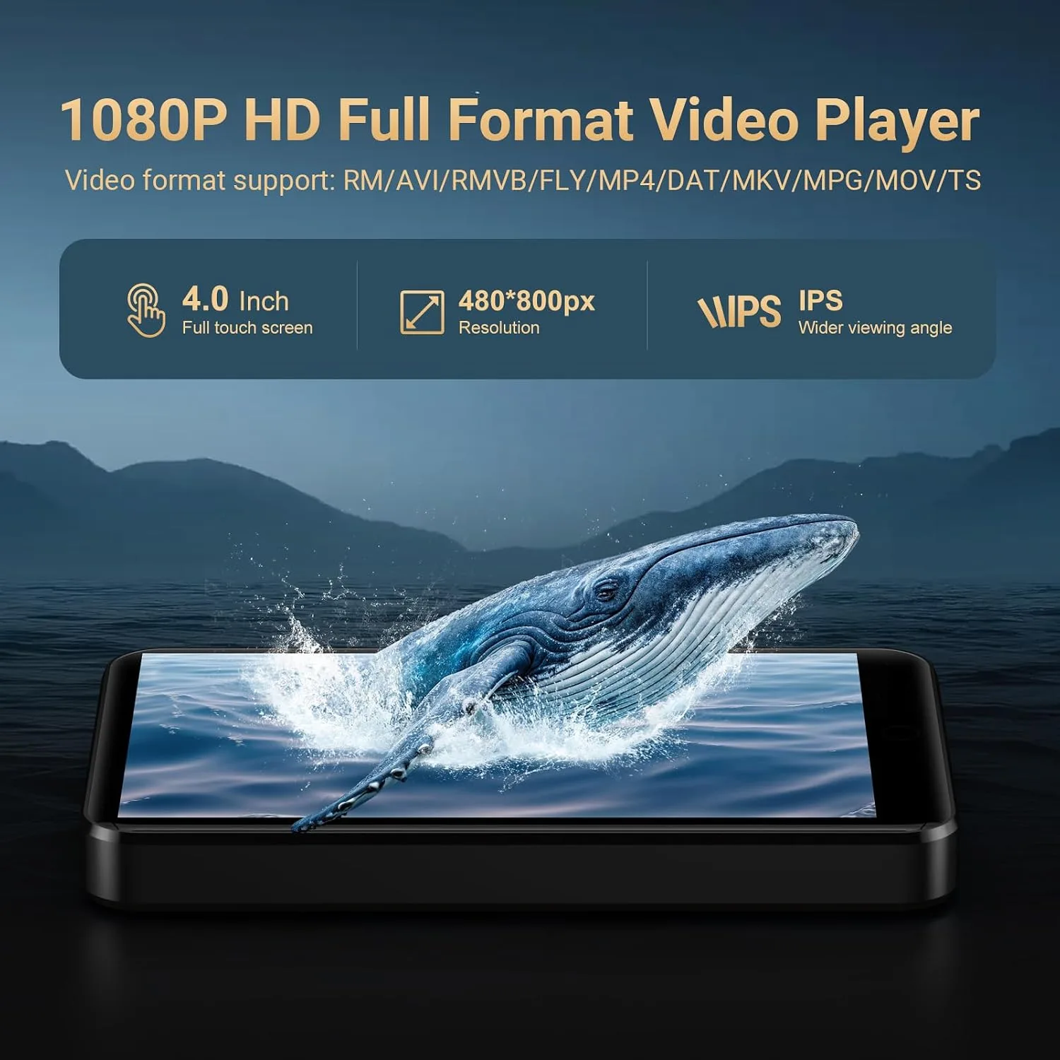 Oilsky 16GB MP3 Player with Bluetooth and WiFi, 4.0" IPS MP3 Player with Spotify