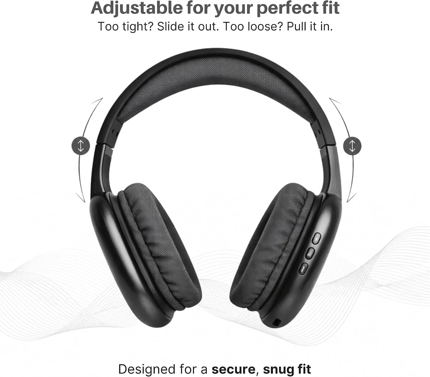 iJoy Ultra Wireless Over-Ear Bluetooth Headphones with Mic,10H Playtime, Bluetooth Headset with Backup Wire & SD Slot, Wireless Headphones for Work, School & Gym (Black)