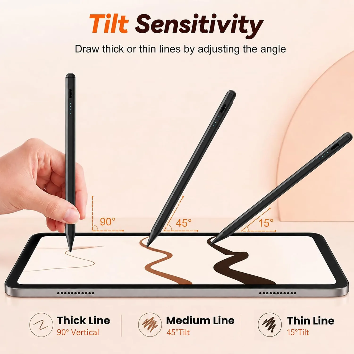 Stylus Pen for iPad 2018-2026 Gen, Fast Charge, Palm Rejection-Black