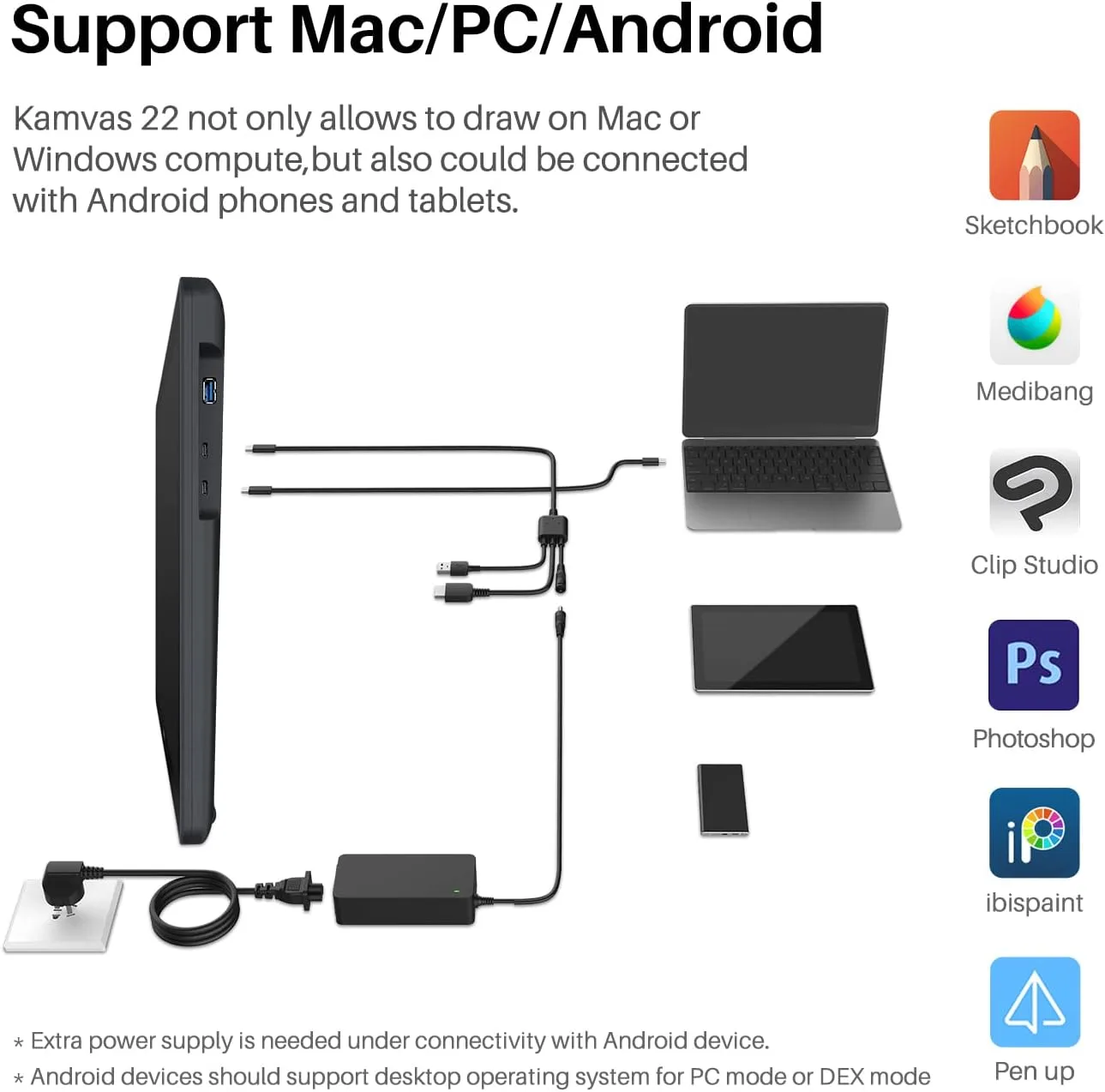 HUION KAMVAS 22 120% sRGB Drawing Tablet with Screen 21.5 inch