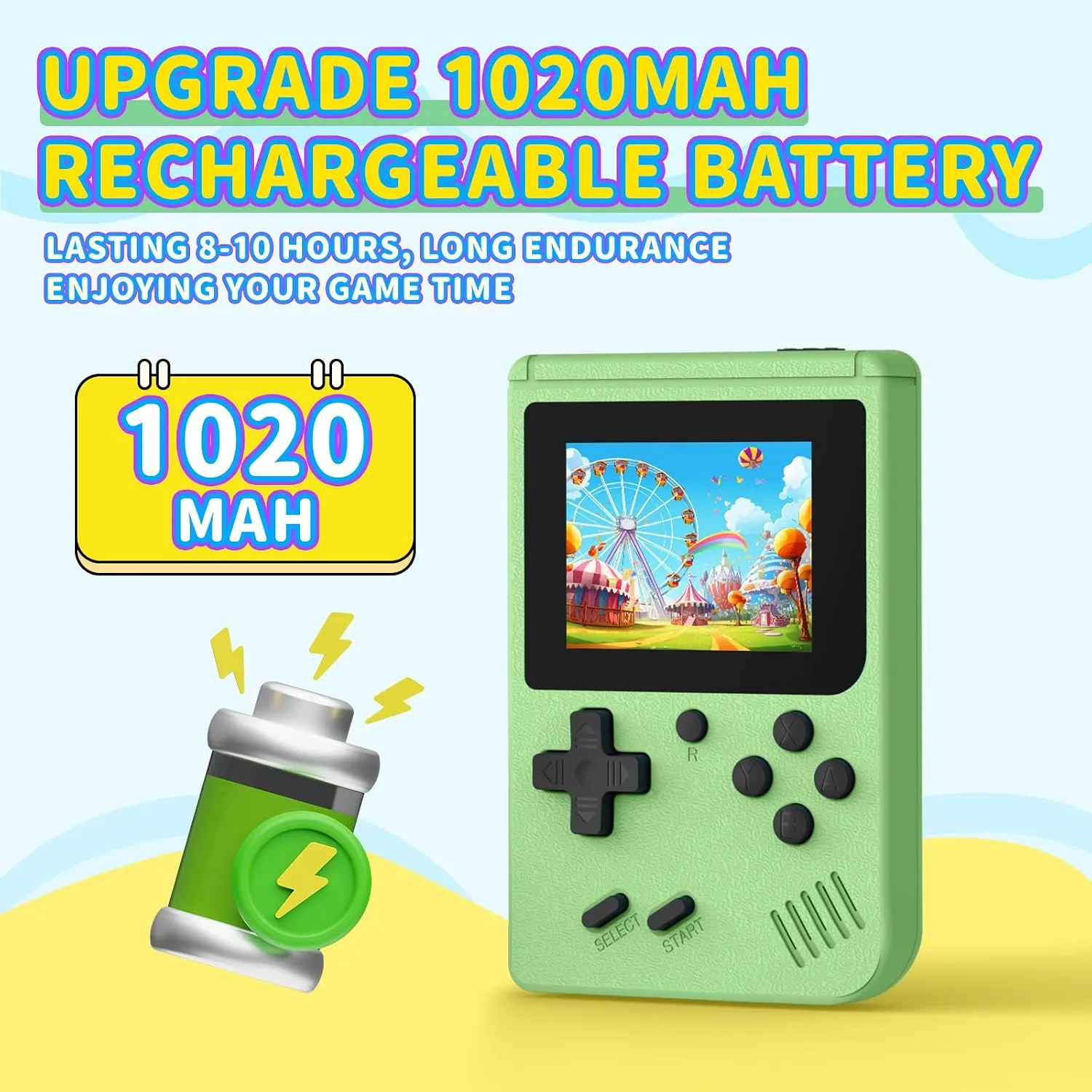 Retro Handheld Game Console, Built-in 400 Classic Video Game Consoles, 3.0 Inch Screen Portable Mini Travel Handheld Gaming Console for Kids, Ideal Gifts, Green