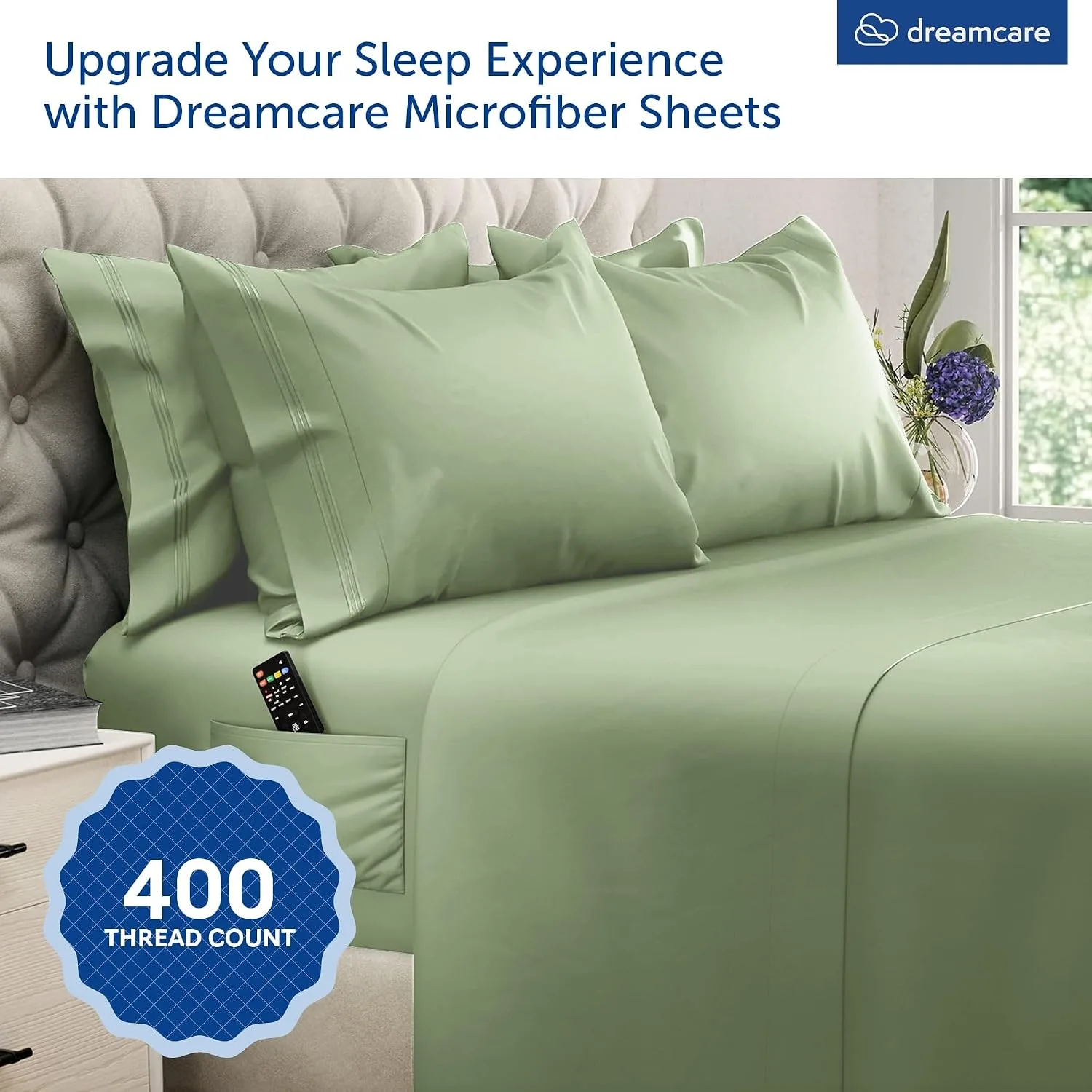DREAMCARE King Size Sheets Set - 6 pcs Breathable Cooling Sheets King Size