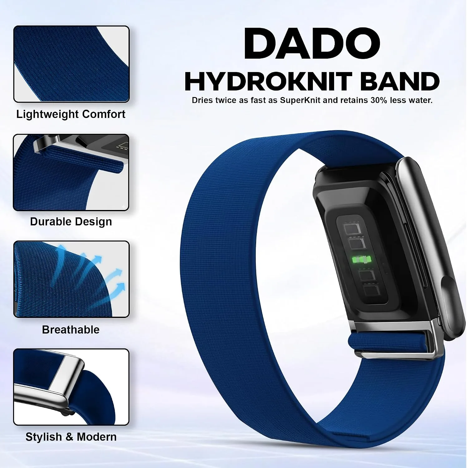 DADO HydroKnit Waterproof Nylon Sport Band Compatible with WHOOP 5.0, One, Peak, and Life | Elastic, Fast-Drying, Water-Resistant, and Comfortable Strap for Active Lifestyles