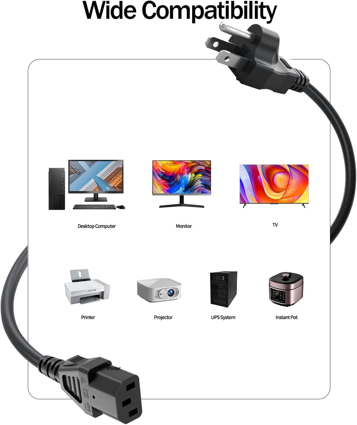Superer 4FT 3-Prong AC Power Cord for Guitar Amps, Bluetooth Speakers